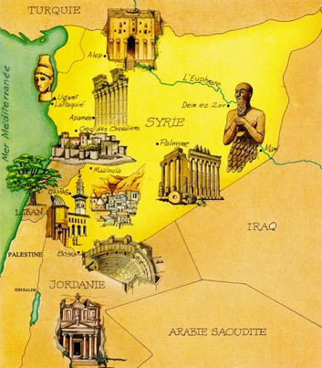 Map - Syria - Lebanon - Jordan